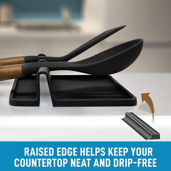 Black Silicone Utensil Rack Spoons, Forks, Tongs & More - Picture 3 of 6